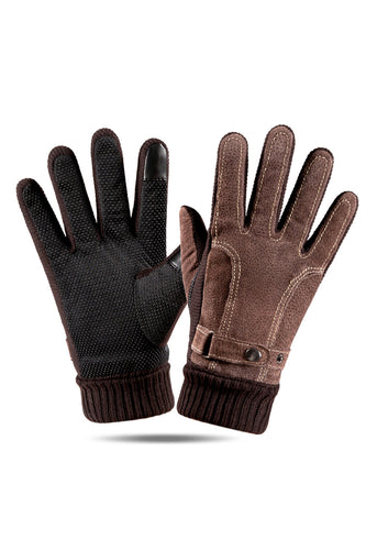 Brown Pigskin Men's Warm Winter Gloves