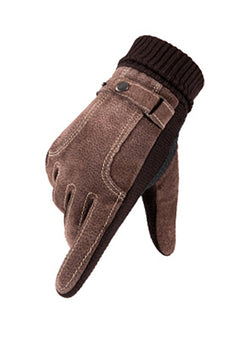 Brown Pigskin Men's Warm Winter Gloves