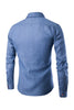 Load image into Gallery viewer, Cotton Long Sleeve Plus Size Blue Men&#39;s Shirt