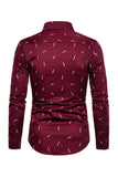 Feather Print Men's Long Sleeve Plus Size Shirt