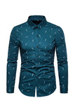 Feather Print Men's Long Sleeve Plus Size Shirt