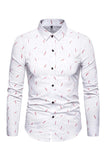 Feather Print Men's Long Sleeve Plus Size Shirt