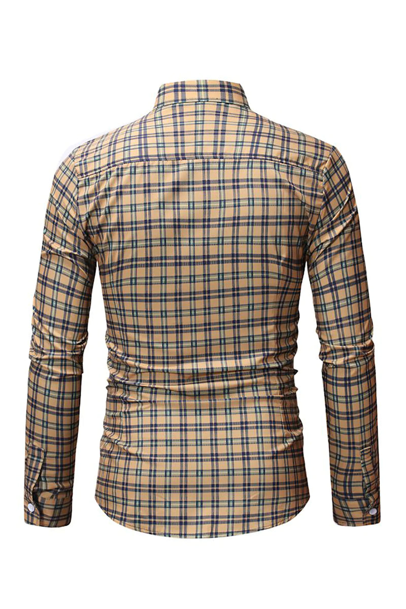 Load image into Gallery viewer, Plaid Print Slim Lapel Long Sleeve Burgundy Shirt