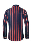 Black Red Striped Plus Size Men's Long Sleeve Shirt