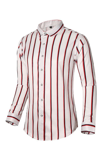 Black Red Striped Plus Size Men's Long Sleeve Shirt