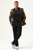 Yellow Flower Shawl Lapel Jacquard Men's Prom Blazer