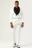 Load image into Gallery viewer, White Jacquard Shawl Lapel Double Breasted 2 Piece Men&#39;s Suits