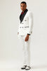 Load image into Gallery viewer, White Jacquard Shawl Lapel Double Breasted 2 Piece Men&#39;s Suits
