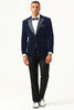 Load image into Gallery viewer, Dark Blue Velvet Peak Lapel Men&#39;s Prom Blazer