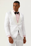 White Jacquard Shawl Lapel 2 Piece Men's Prom Suits