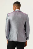 Glitter Grey Peak Lapel Men's Prom Blazer