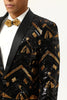 Load image into Gallery viewer, Sparkly Black and Golden Sequins Men&#39;s Prom Blazer