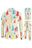 White Christmas Tree Printed 3 Piece Men's Suits