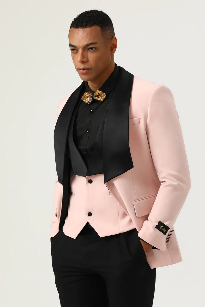 Load image into Gallery viewer, Pink Shawl Lapel 3 Piece Men&#39;s Prom Suits
