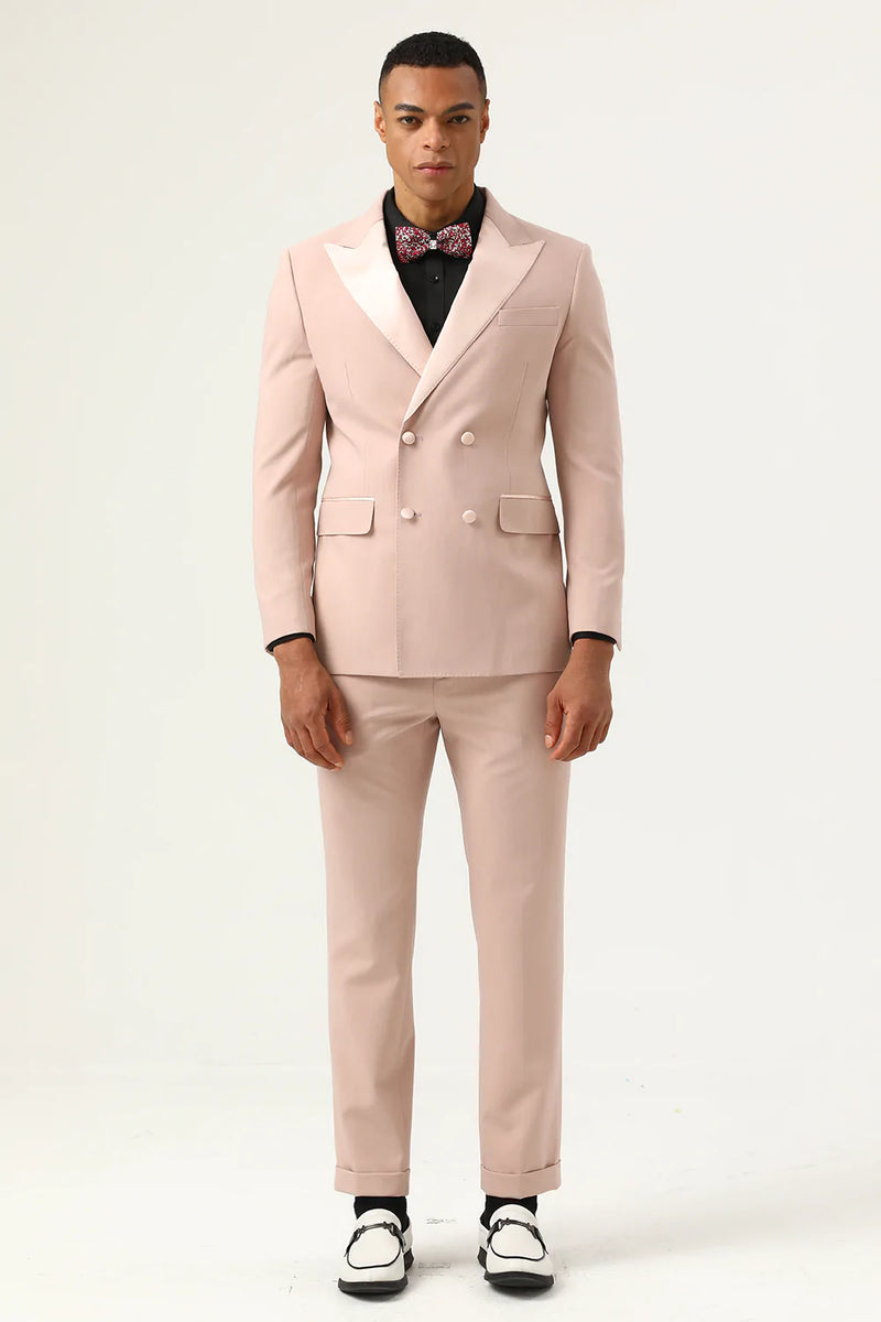 Load image into Gallery viewer, Pink Peak Lapel Double Breasted 2 Piece Men&#39;s Prom Suits