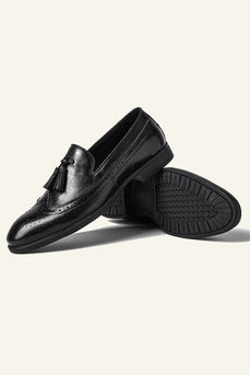 Men's Shallow Black Tassel Shoes
