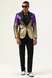 Sparkly Purple and Golden Sequins Men's Prom Blazer