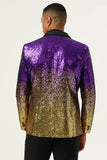 Sparkly Purple and Golden Sequins Men's Prom Blazer