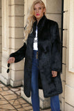 Black Long Faux Fur Shearling Coat with Belt