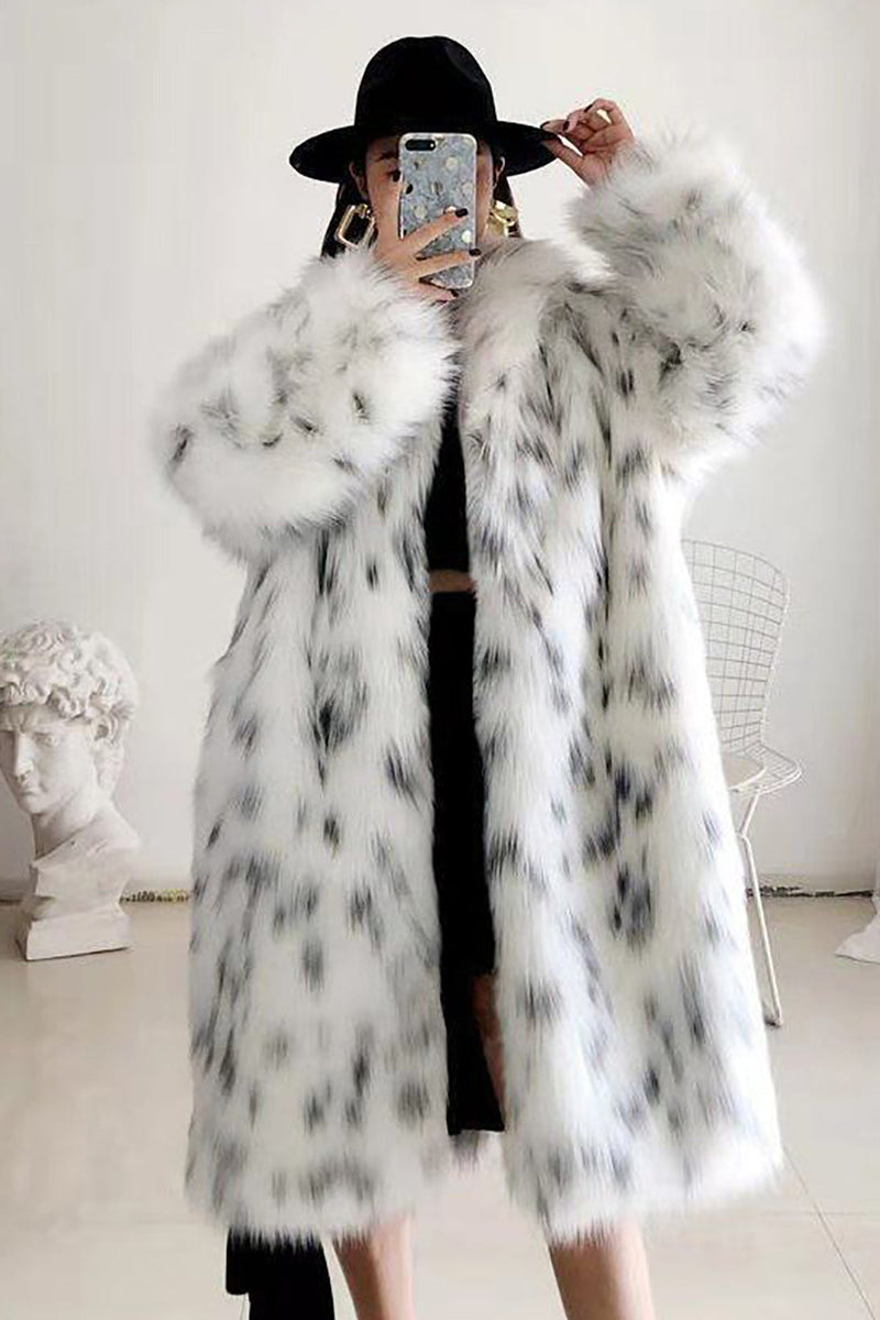 Load image into Gallery viewer, White Oversized Long Faux Fur Shearling Coat