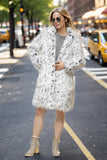 White Oversized Knee Length Faux Fur Shearling Coat