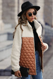 Coffee Patchwork Zipper Leopard Jacket