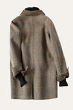 Grey Wool Blend Plaid One Button Lapel Neck Coat