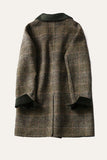 Grey Wool Blend Plaid One Button Lapel Neck Coat