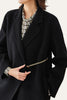Load image into Gallery viewer, Black Long Chain Belt Wool Coat