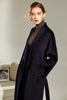 Load image into Gallery viewer, Black Wool Double Breasted Lapel Neck Long Coat with Belt