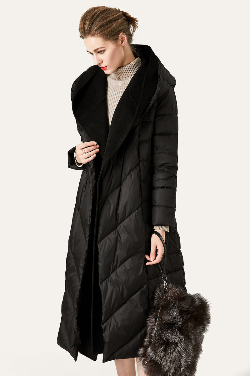 Load image into Gallery viewer, Black Button Quilted Puffer Jacket with Faux Fur Hood