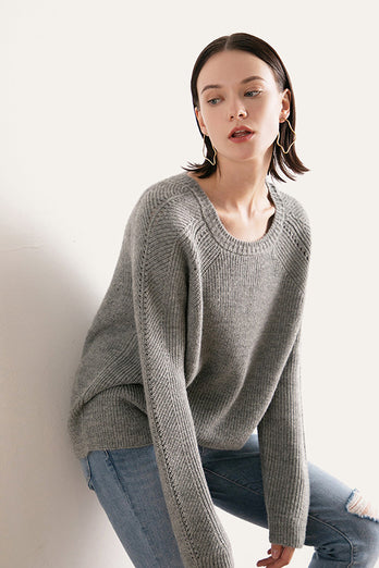 Grey Knitted Pullover Sweater