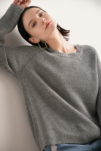 Grey Knitted Pullover Sweater