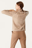 Khaki Cropped Turtleneck Wool Sweater