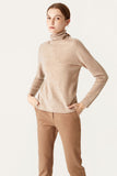 Khaki Cropped Turtleneck Wool Sweater