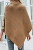 Load image into Gallery viewer, Khaki Mock Neck Asymmetrical Poncho Sweater