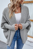 Grey Knitted Poncho Cardigan Sweater