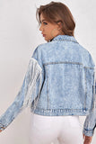 Blue Denim Jacket with Fringes