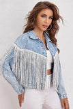 Blue Denim Jacket with Fringes