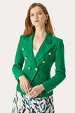 Green Double Breasted Peak Lapel Women Prom Blazer