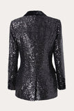 Sparkly Black Sequins Double Breasted Women Prom Blazer