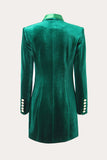 Dark Green Velvet Double Breasted Women Party Blazer