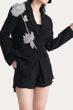 Sparkly Black Beaded Notched Lapel Women Prom Blazer