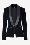 Black Shawl Lapel Velvet Women Blazer