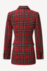 Load image into Gallery viewer, Red Plaid Tweed Double Breasted Women Blazer