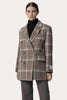 Load image into Gallery viewer, Khaki Plaid Notched Lapel Double Breasted Women Wool Coat