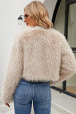 Apricot Open Front Shearling Faux Fur Cropped Coat