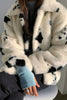 Load image into Gallery viewer, White Printed Lapel Faux Fur Women Coat
