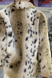 Khaki Print Long Faux Fur Coat