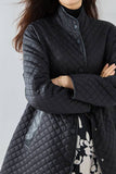 Black Button Lightweight Quilted Puffer Jacket